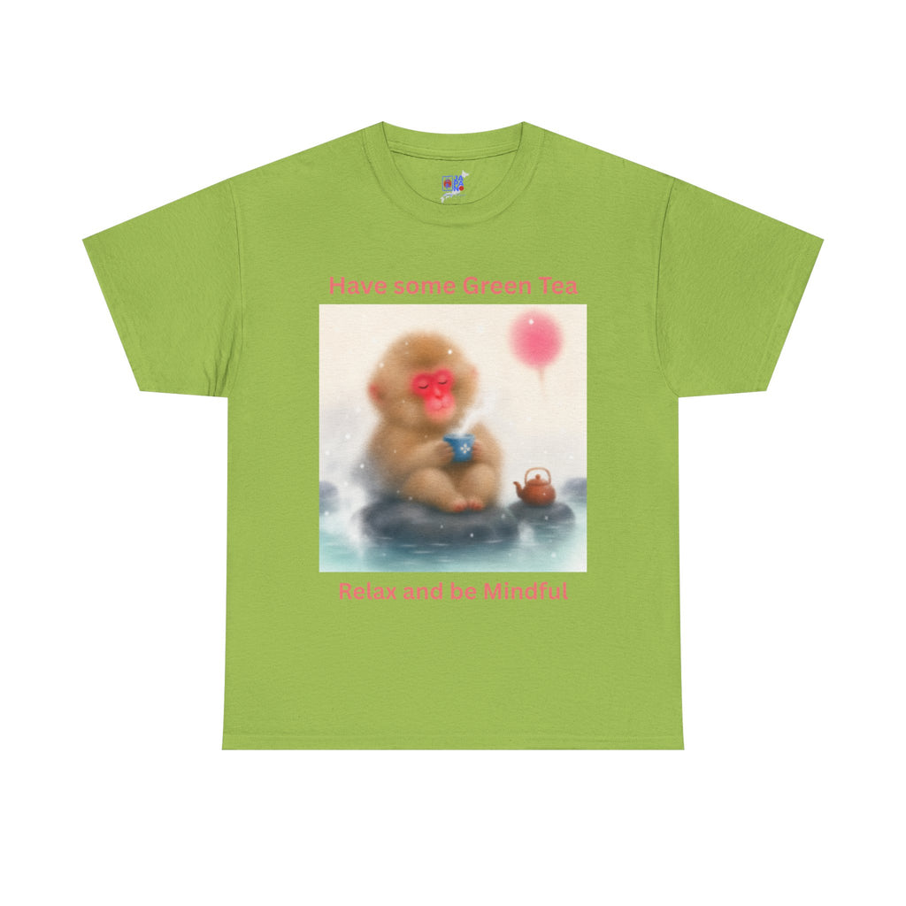 Mindful Monkey Tee — "Have Some Green Tea, Relax and Be Mindful" Cute Zen T-Shirt