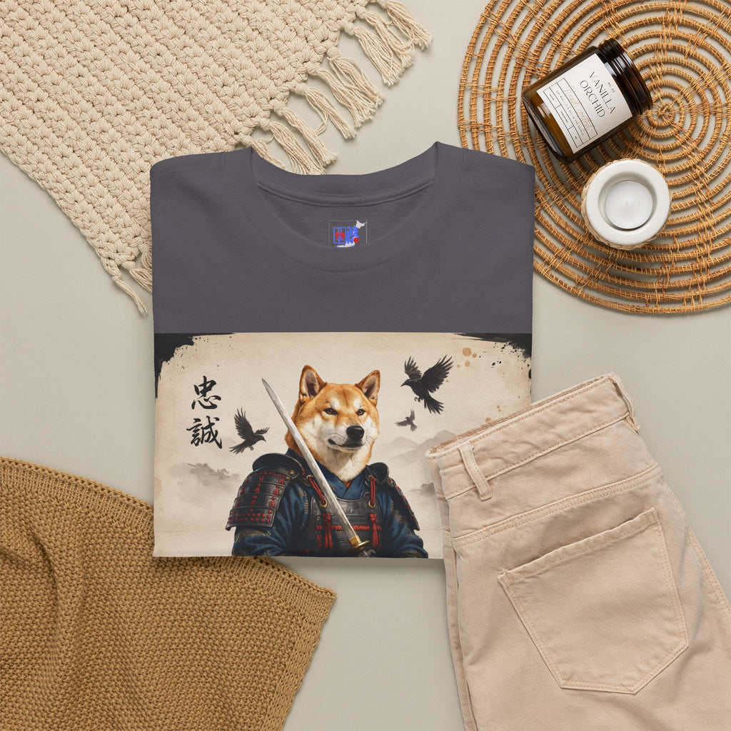 Shiba Inu Samurai T Shirt, Loyal Warrior of Japan, Chumaru Bushido Japanese Dog Graphic Tee