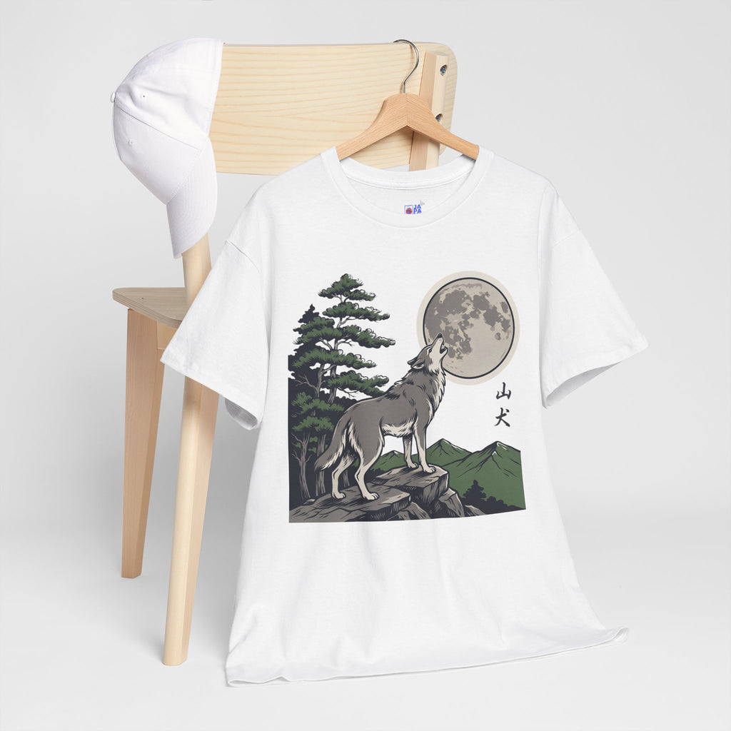 Japanese Wolf T-Shirt — 山犬 Yamainu Mountain Dog Men's Tee | Japan Mythology Gift