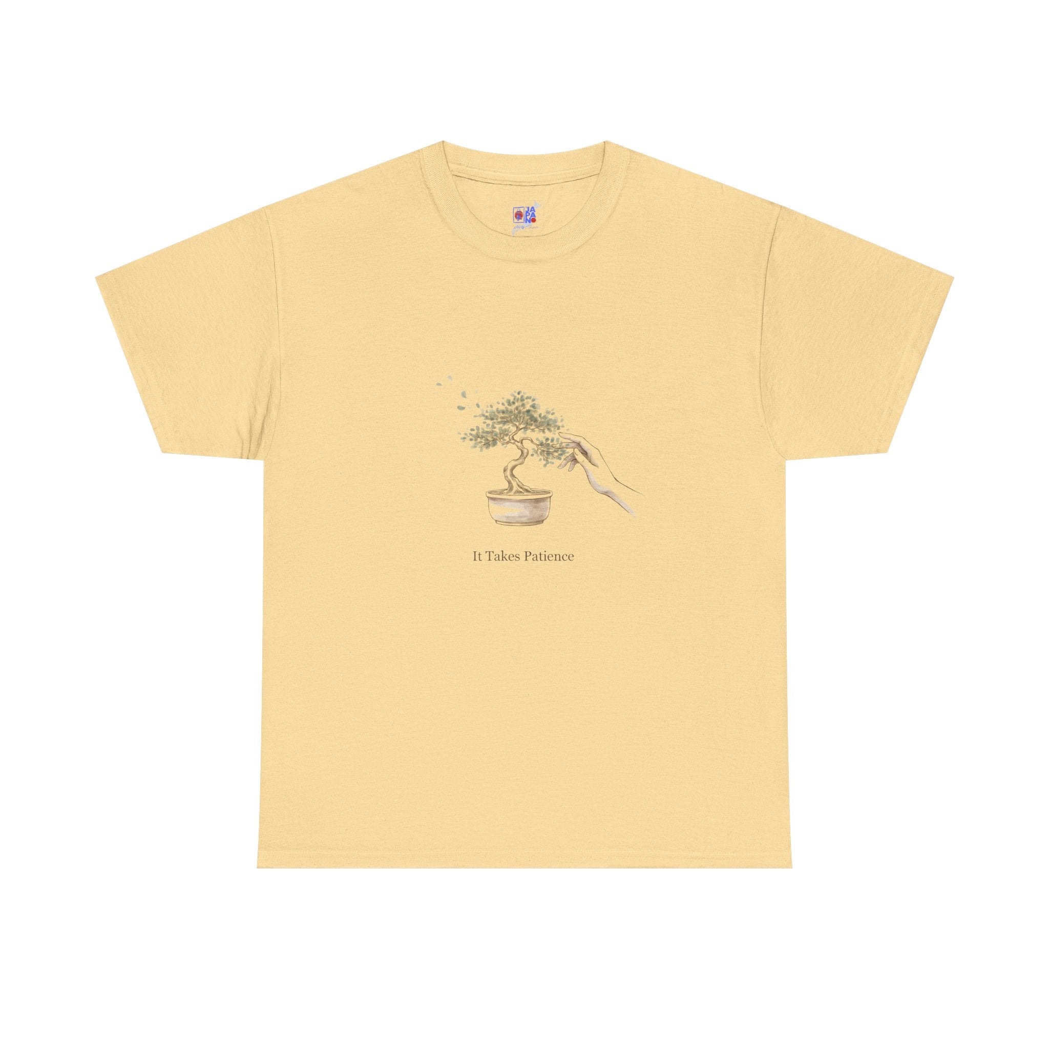 It Takes Patience Bonsai T-Shirt, Minimalist Japanese Ink Wash Tree Tee, Zen Gift for Plant Lovers, Mindfulness & Slow Living