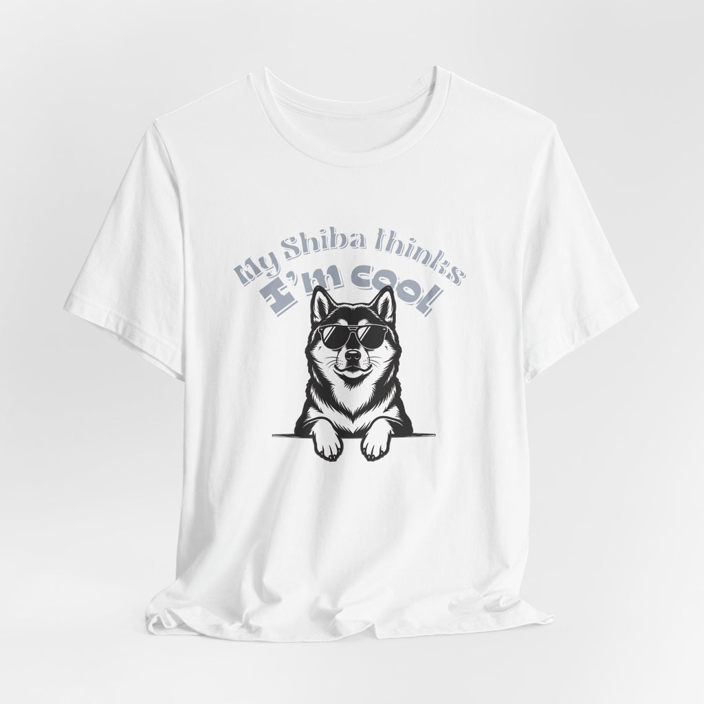 My Shiba Thinks I'm Cool, Shiba Inu Sunglasses Graphic Tee, Japanese Dog Lover Gift, Unisex T-Shirt