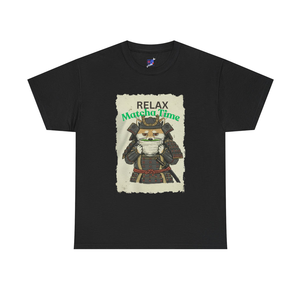Samurai Shiba Inu Drinking Matcha Tee — Relax Matcha Time Graphic T-Shirt