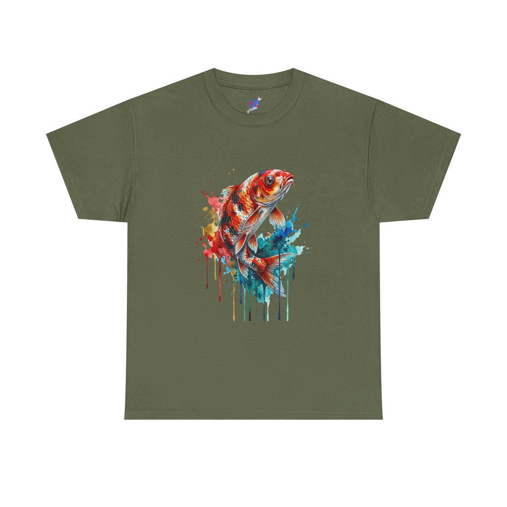 Koi Fish Watercolor T-Shirt — Vibrant Drip Art Tee