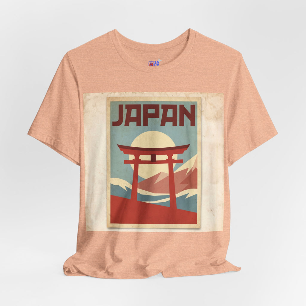 Japan Vintage Travel Poster T-Shirt — Torii Gate Sunrise Mountain Tee