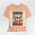 Japan Vintage Travel Poster T-Shirt — Torii Gate Sunrise Mountain Tee