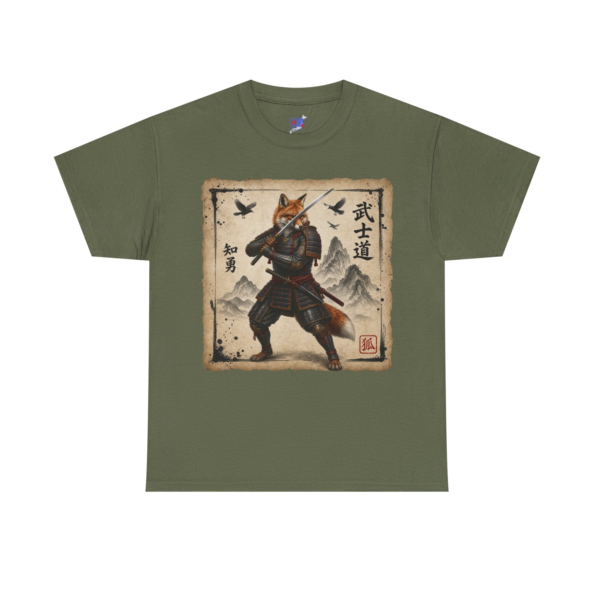Samurai Fox T-Shirt — Warrior Fox with Kanji Art