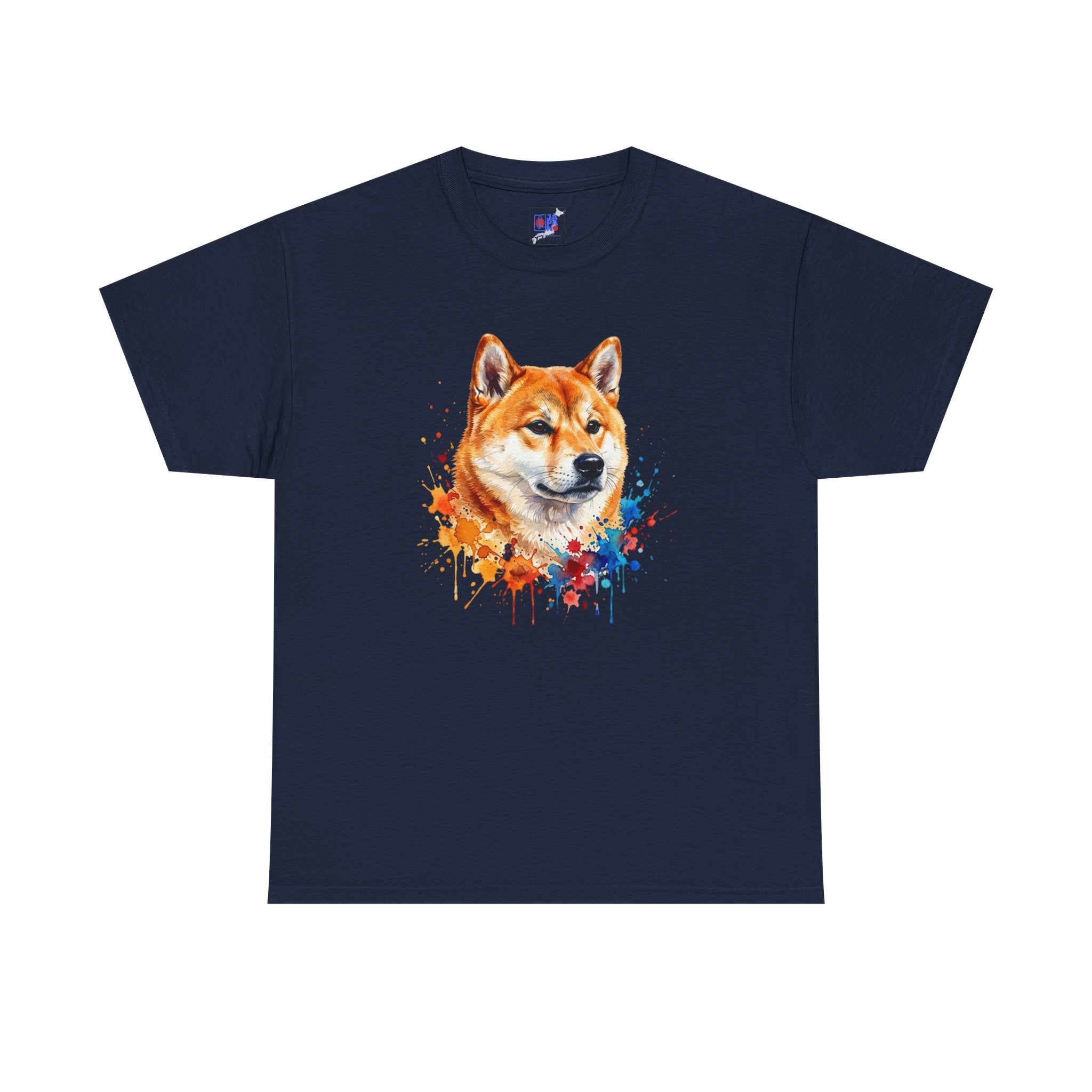 Shiba Inu Watercolor T-Shirt — Colorful Dog Portrait Tee