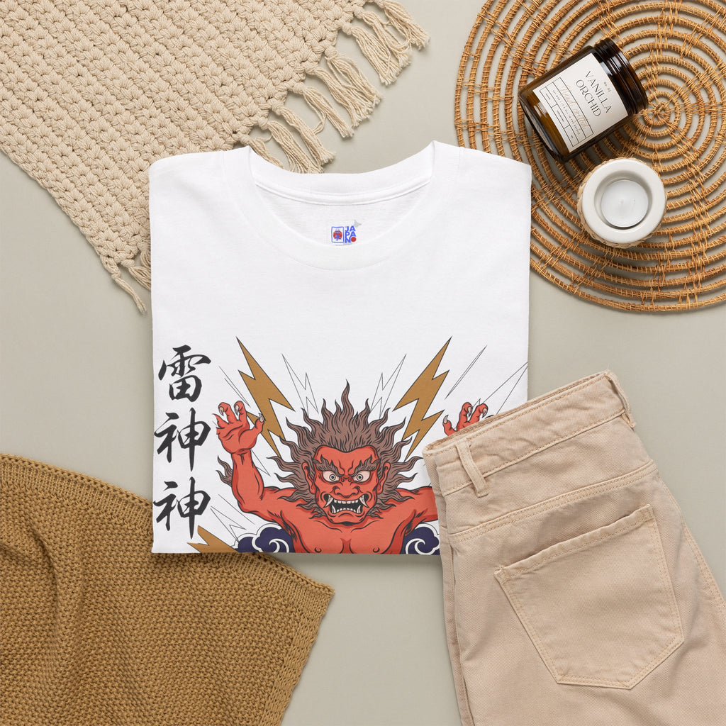 Raijin Thunder God T-Shirt — 雷神 Japanese God of Thunder Men's Tee | Japan Mythology Graphic Shirt