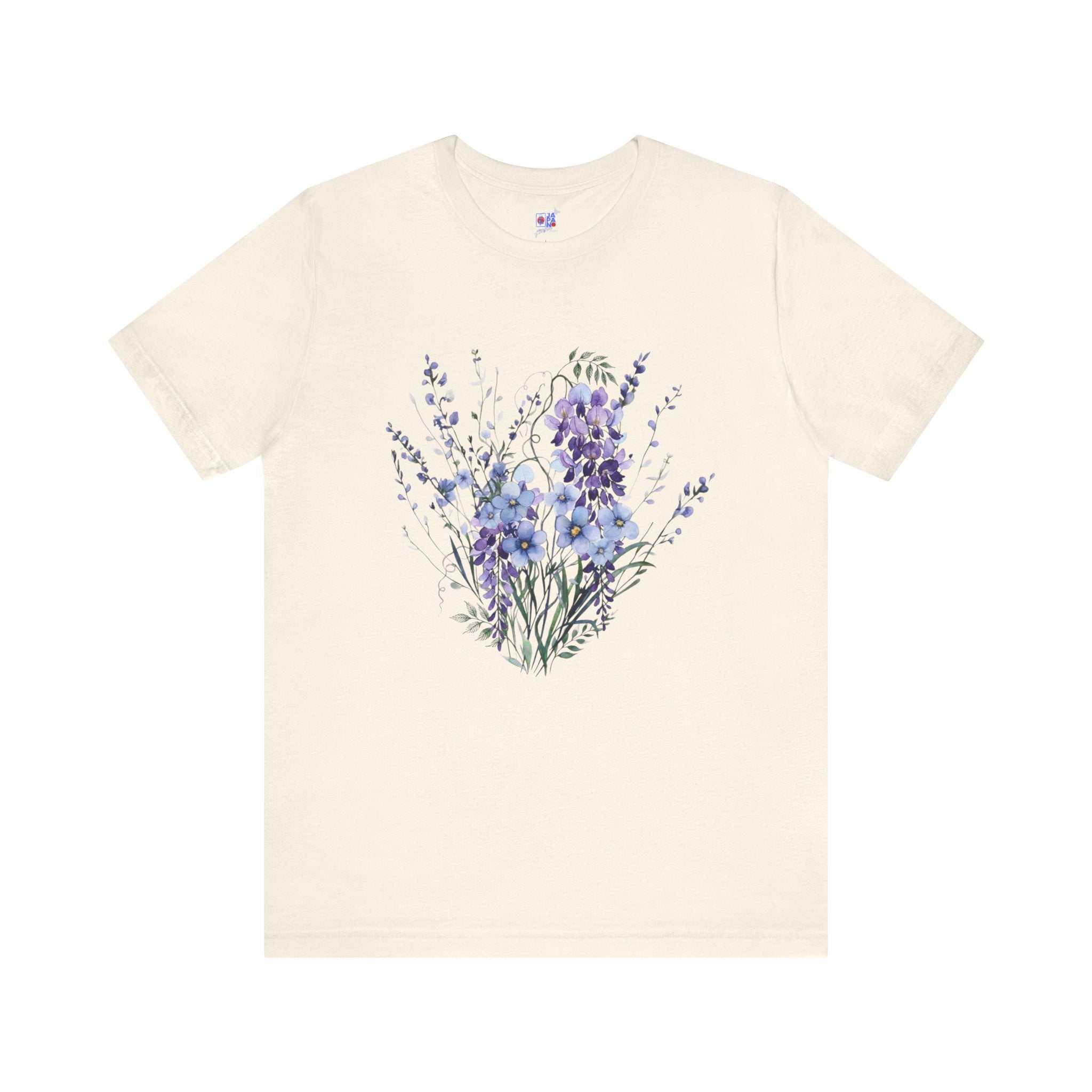 Japanese Wisteria and Forget-Me-Not T-Shirt | Fuji Wasurenagusa Dark Floral Tee | Japan Botanical Moonlit Garden Shirt