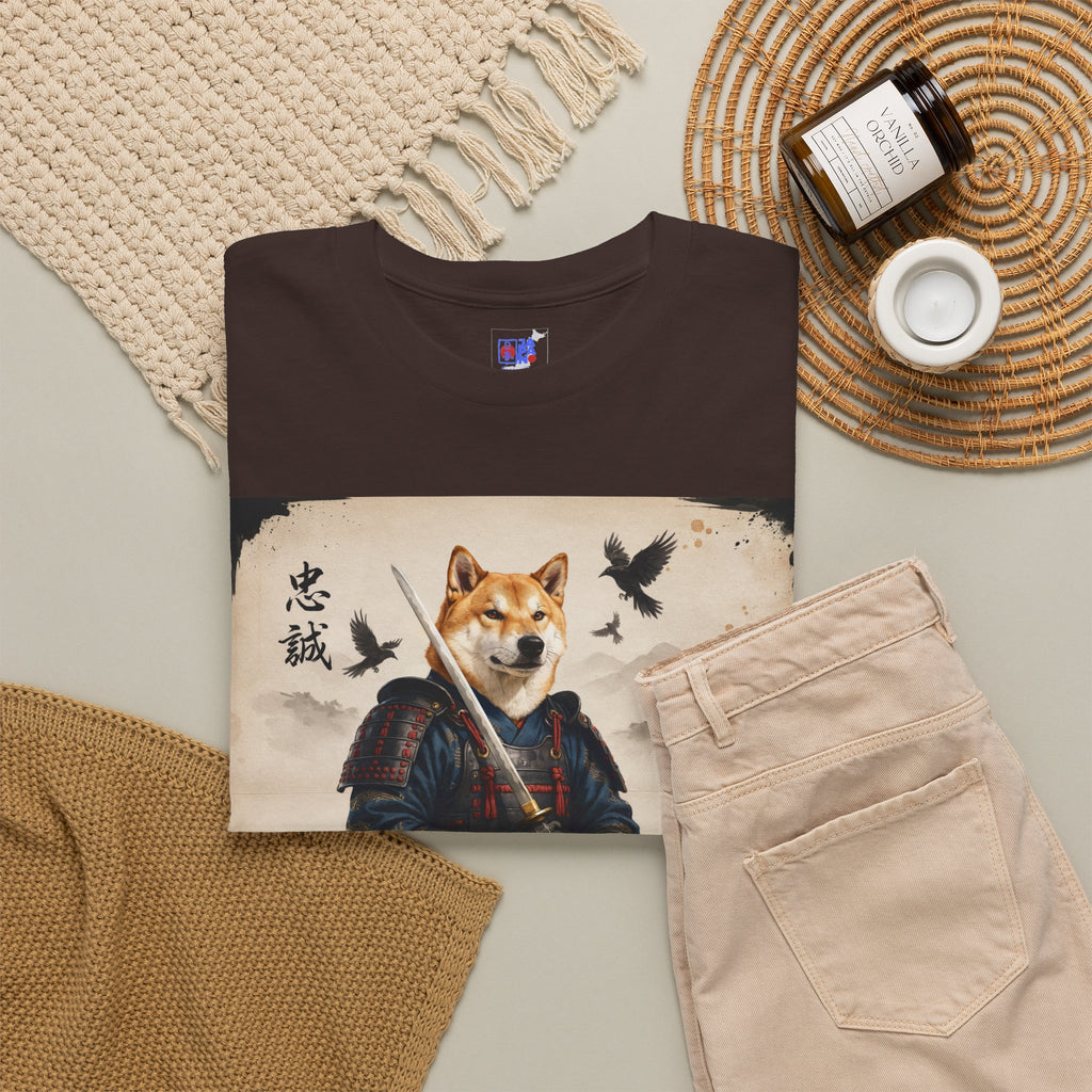 Shiba Inu Samurai T Shirt, Loyal Warrior of Japan, Chumaru Bushido Japanese Dog Graphic Tee