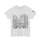Japan Cityscape T-Shirt — Detailed Black & White Urban Illustration
