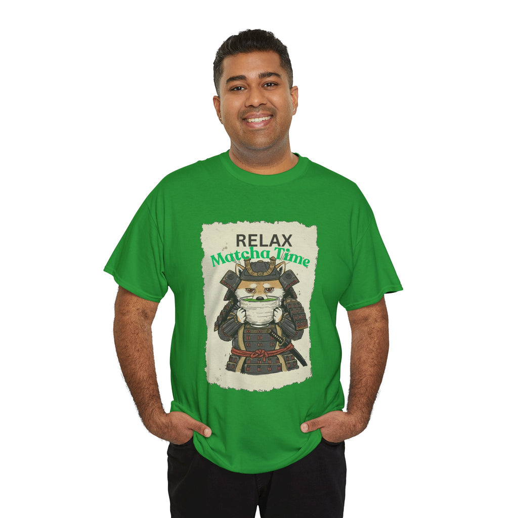 Samurai Shiba Inu Drinking Matcha Tee — Relax Matcha Time Graphic T-Shirt