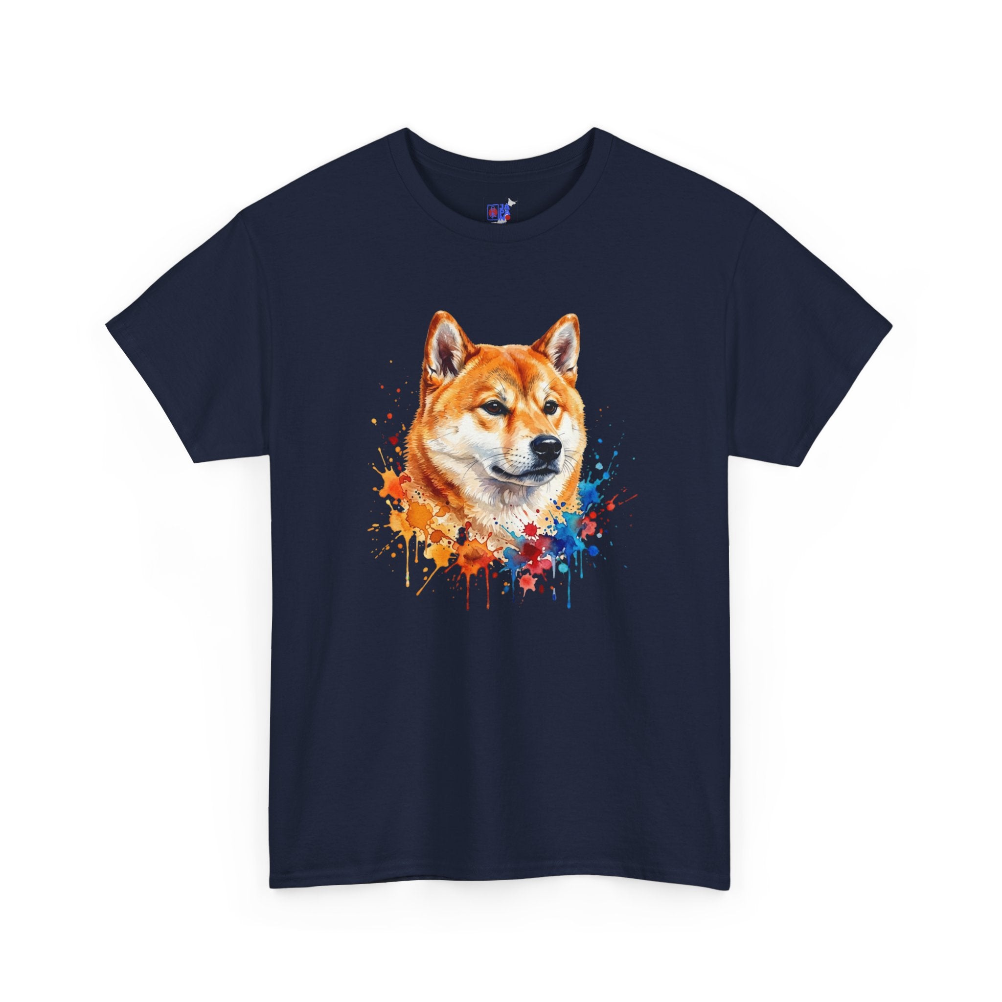 Shiba Inu Watercolor T-Shirt — Colorful Dog Portrait Tee