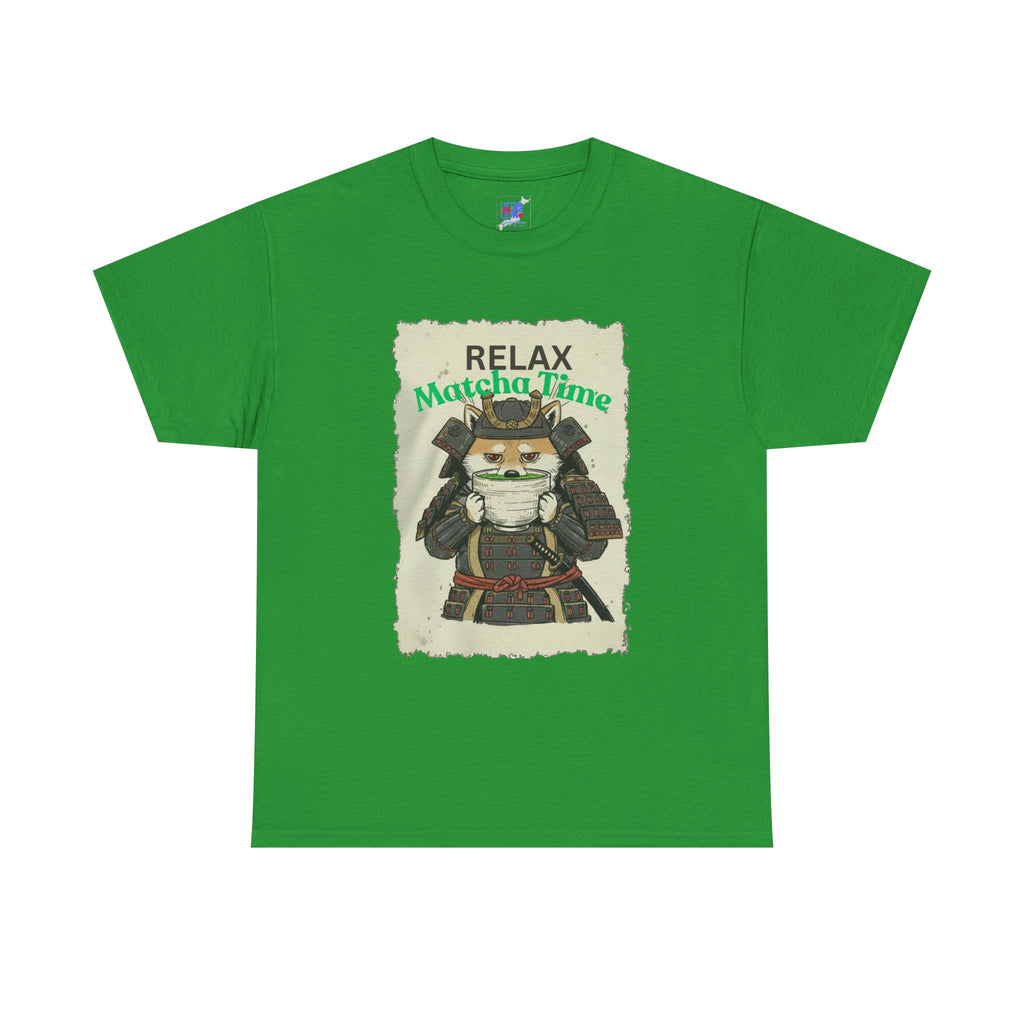 Samurai Shiba Inu Drinking Matcha Tee — Relax Matcha Time Graphic T-Shirt