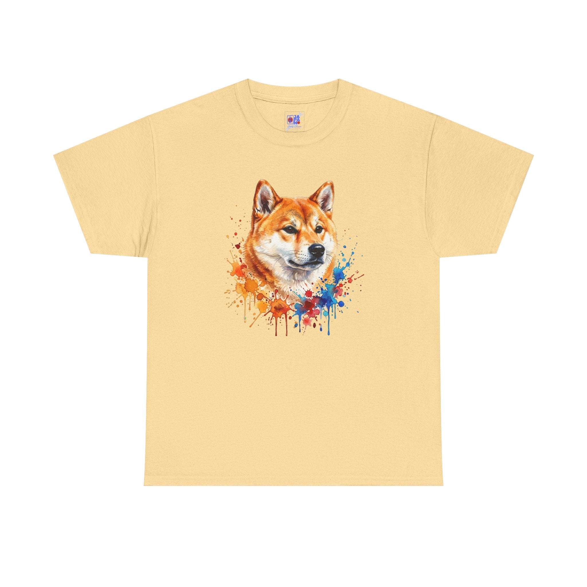 Shiba Inu Watercolor T-Shirt — Colorful Dog Portrait Tee