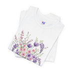 Japanese Wisteria and Sakura Bouquet T-Shirt | Fuji Cherry Blossom Dark Floral Tee | Japan Spring Flower Art Shirt