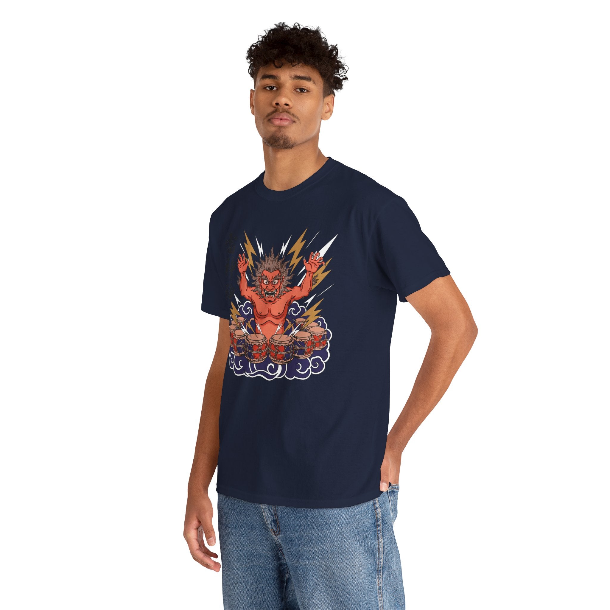 Raijin Thunder God T-Shirt — 雷神 Japanese God of Thunder Men's Tee | Japan Mythology Graphic Shirt
