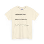 Lawson Saved My Life. 7-Eleven Saved It Again. FamilyMart Finished the Job. | Japan Convenience Store Tee — White Edition