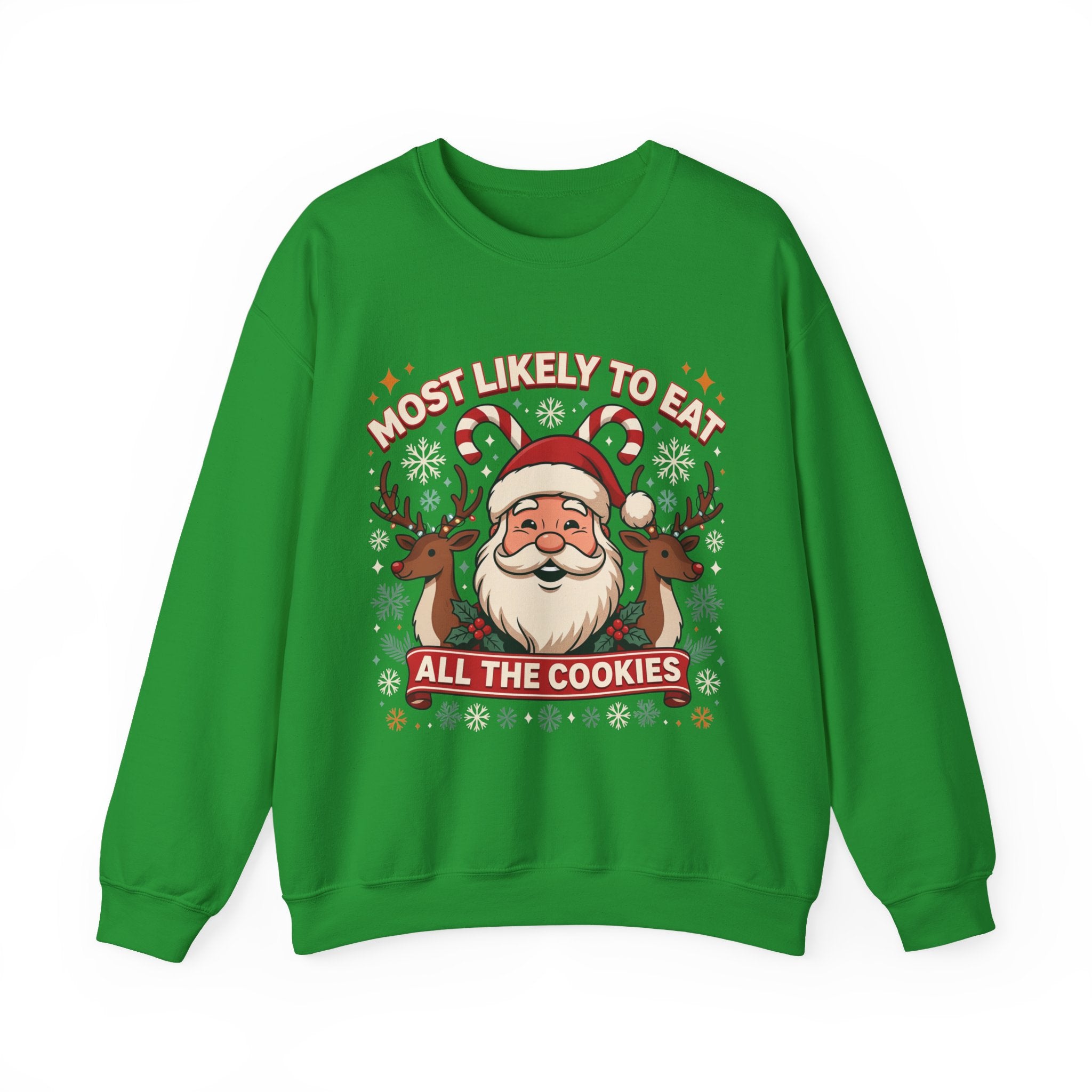 Christmas Crewneck Sweatshirt | "Most Likely to Eat All the Cookies" Holiday Pullover