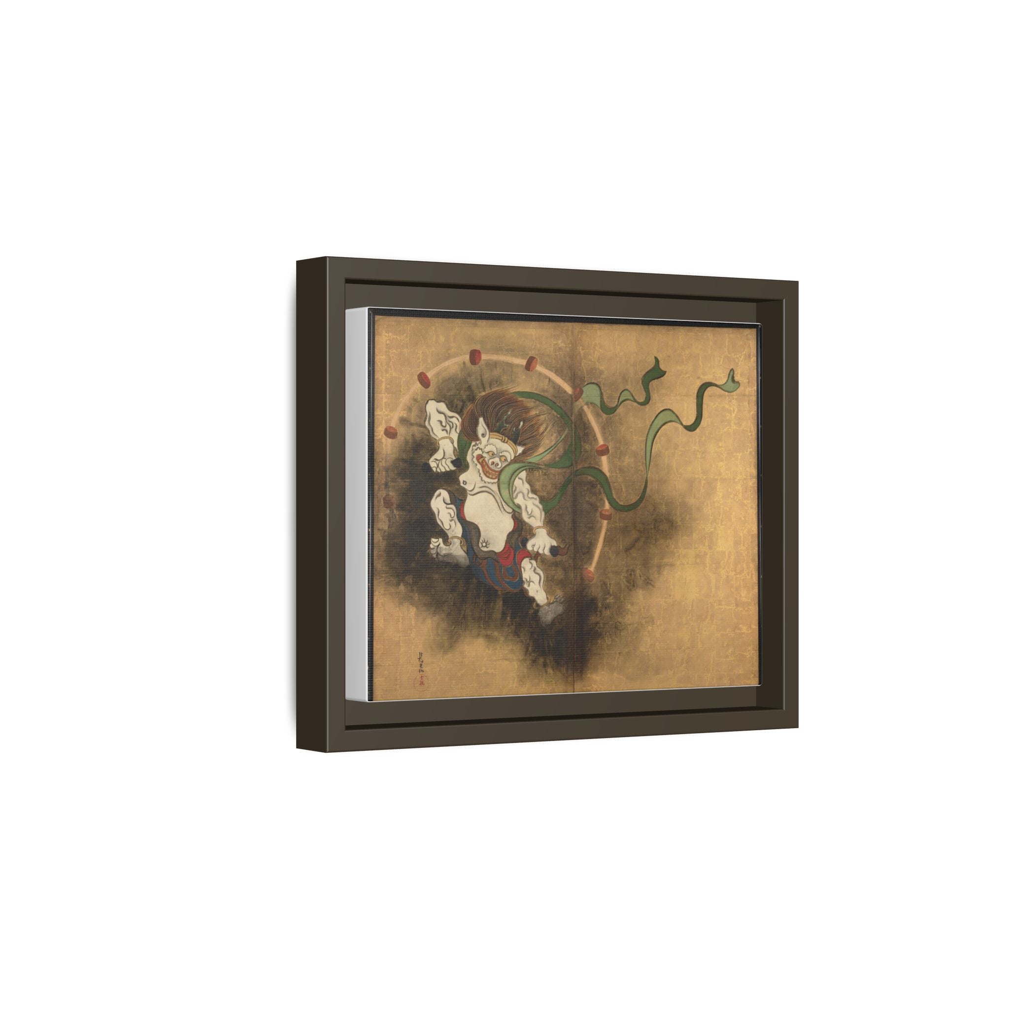 Raijin Thunder God Framed Canvas Print, Ogata Korin Edo Period Japanese Art, Rinpa Museum Reproduction, Japanese Mythology Wall Art