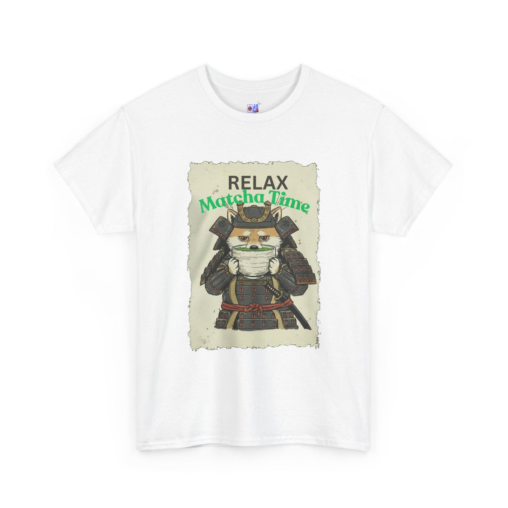 Samurai Shiba Inu Drinking Matcha Tee — Relax Matcha Time Graphic T-Shirt