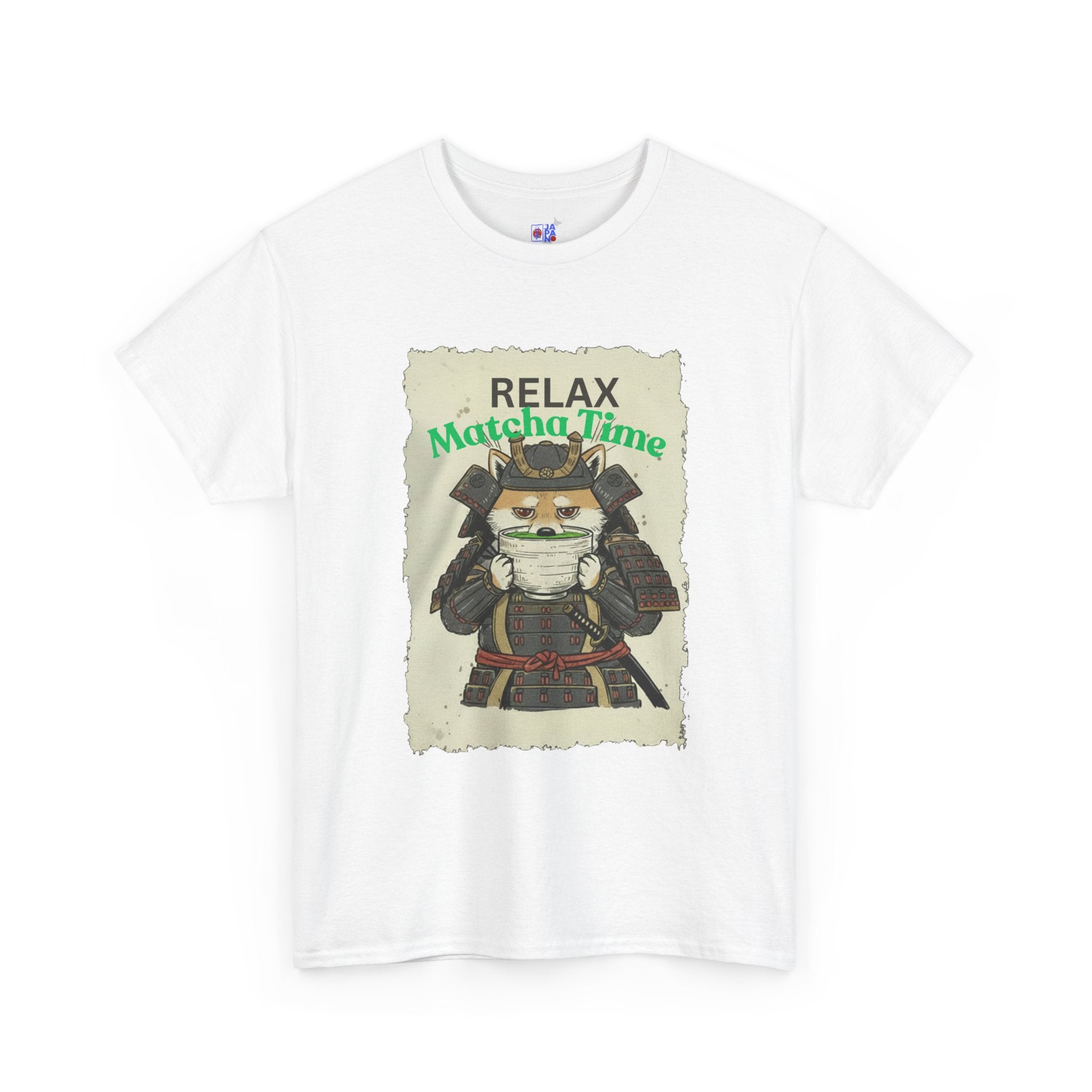 Samurai Shiba Inu Drinking Matcha Tee — Relax Matcha Time Graphic T-Shirt