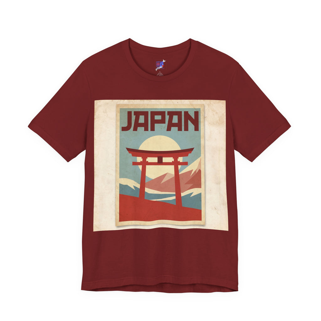 Japan Vintage Travel Poster T-Shirt — Torii Gate Sunrise Mountain Tee