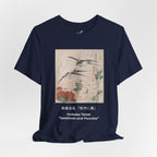 Teisai Hokuba "Swallows and Peonies" | Edo-period Surimono Art Tee (Dark)