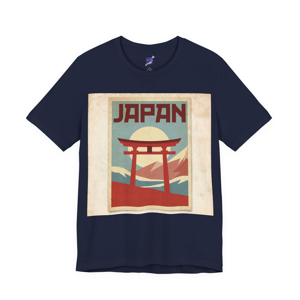 Japan Vintage Travel Poster T-Shirt — Torii Gate Sunrise Mountain Tee