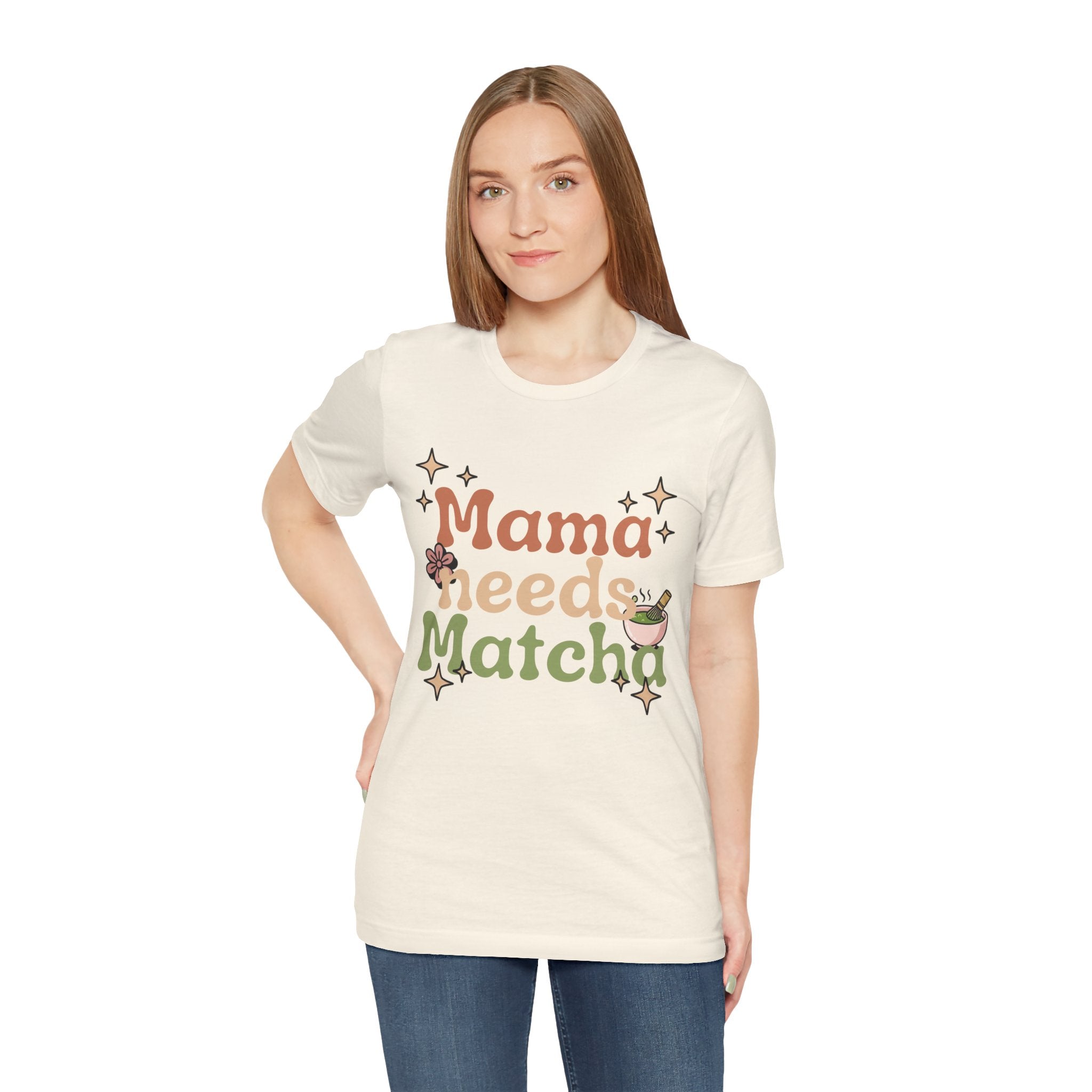 Mama Needs Matcha T-Shirt | Matcha Tea Mom Tee, Cute Floral Typography