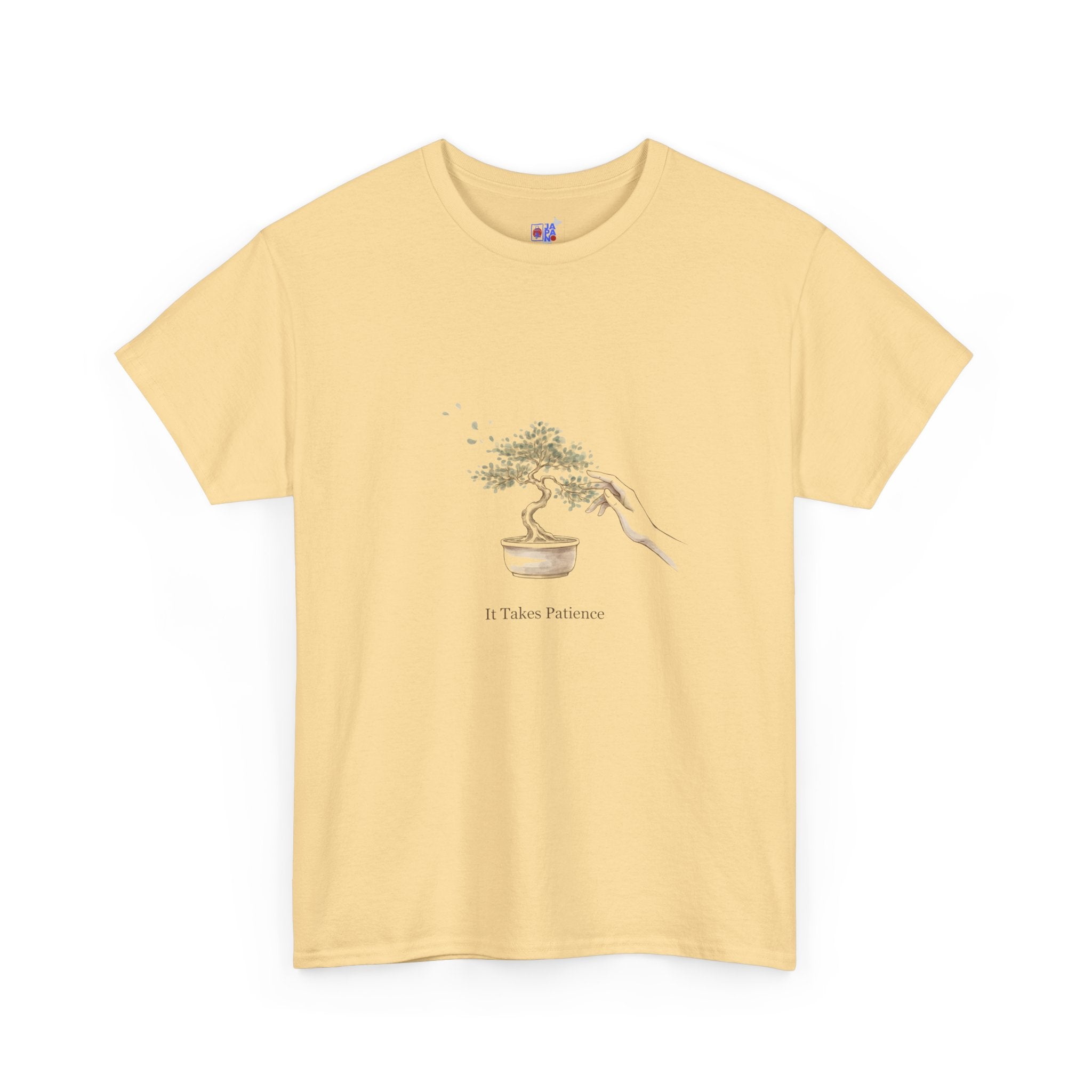 It Takes Patience Bonsai T-Shirt, Minimalist Japanese Ink Wash Tree Tee, Zen Gift for Plant Lovers, Mindfulness & Slow Living