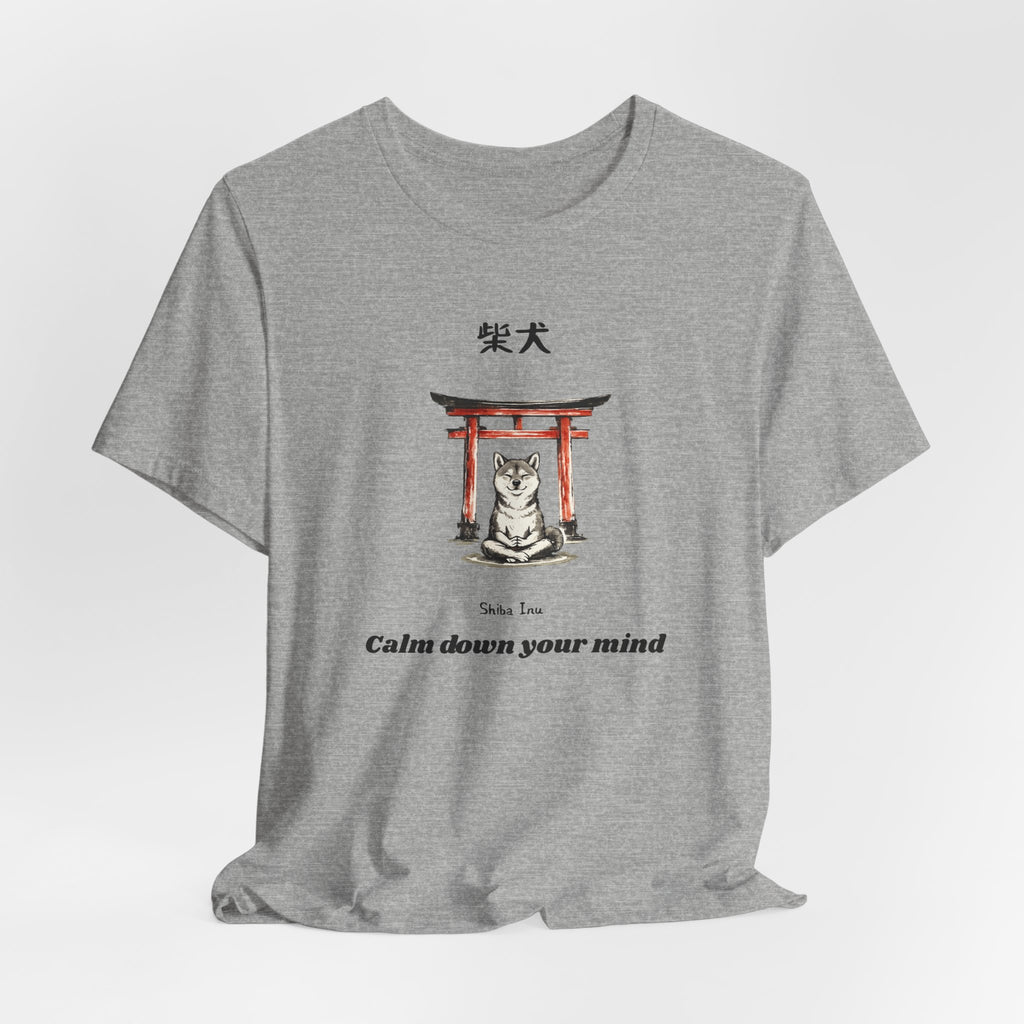 Shiba Inu Torii Gate Calm Down Your Mind T-Shirt | Japanese Zen Tee