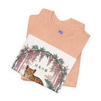 Leopard Garden Tee — Vintage Botanical Cat Graphic Shirt