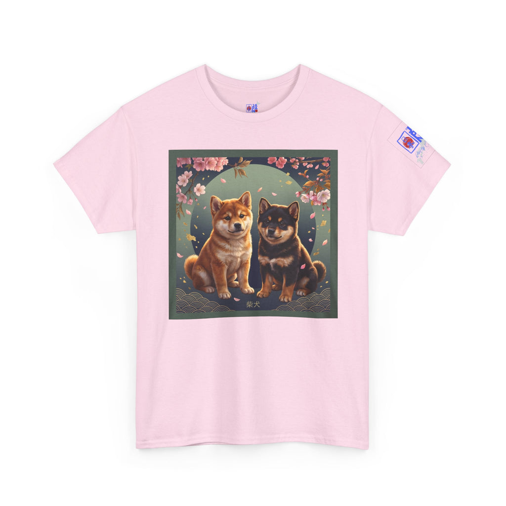 Shiba Inu Puppies Duo T-Shirt — Cute Cherry Blossom Dog Tee
