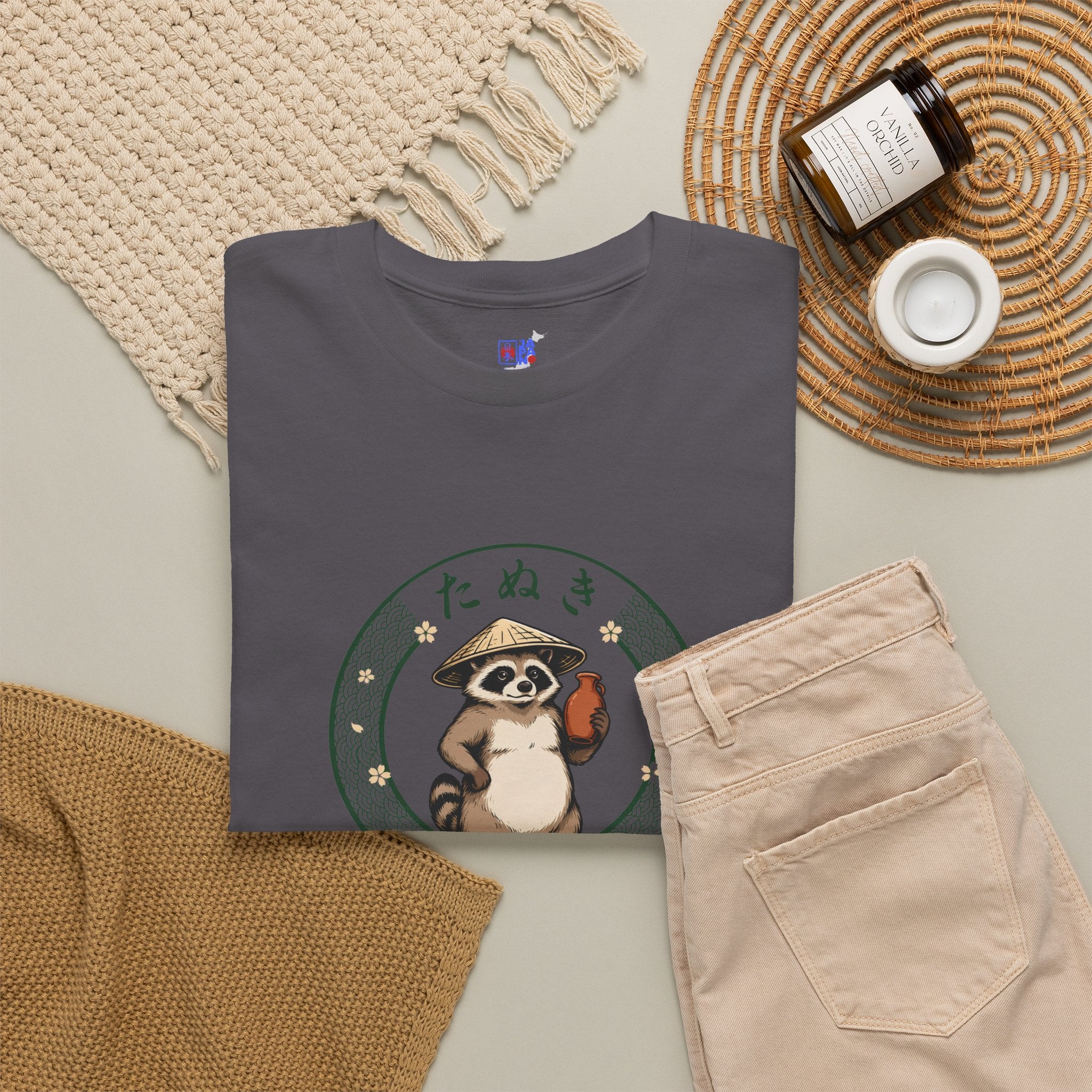 Tanuki T-Shirt | Japanese Raccoon Dog Folklore Graphic Tee | Edo Period Japan Shirt | Good Luck Gift