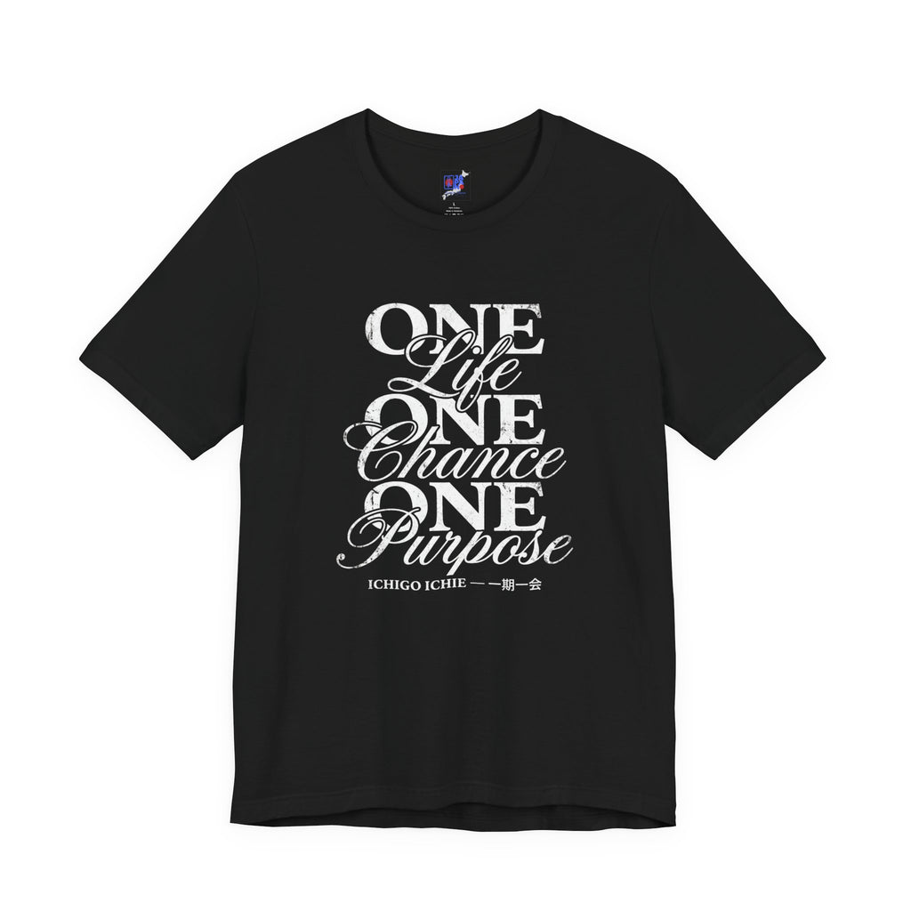 Ichigo Ichie Japanese Philosophy T-Shirt — One Life One Chance One Purpose | 一期一会 Vintage Typography Zen Tee