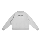 CoolyJapan Fleece Mock-Neck Crop Sweatshirt — 350gsm Heavyweight Women's