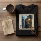 Tanuki Samurai T-Shirt, Night Alley Warrior Raccoon Dog Art Tee, Japanese Bushido Lantern Graphic Shirt, Unique Yokai Gift Unisex
