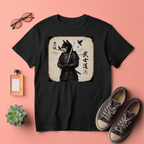 Kuro Shiba Inu Samurai Warrior T-Shirt, Bushido Japanese Dog Armor Art Tee, Loyalty Kanji Graphic Shirt, Unique Japan Gift Unisex