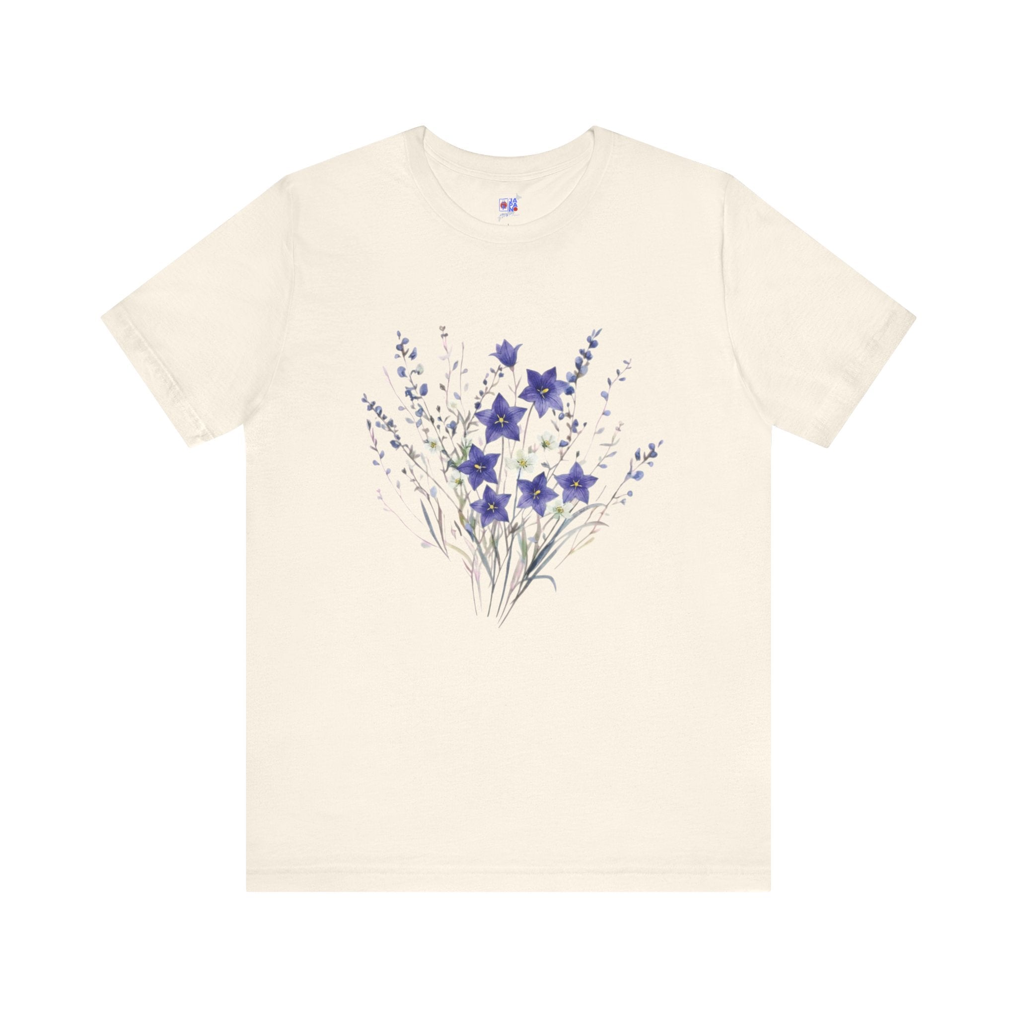 Kikyo (Balloon Flower) Floral Japanese Tee | Deep Purple Autumn Botanical Shirt