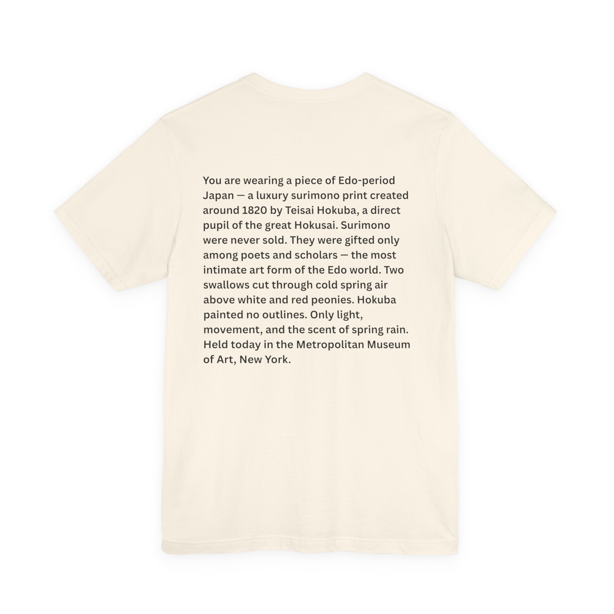 Teisai Hokuba "Swallows and Peonies" | Edo-period Surimono Art Tee (Light)