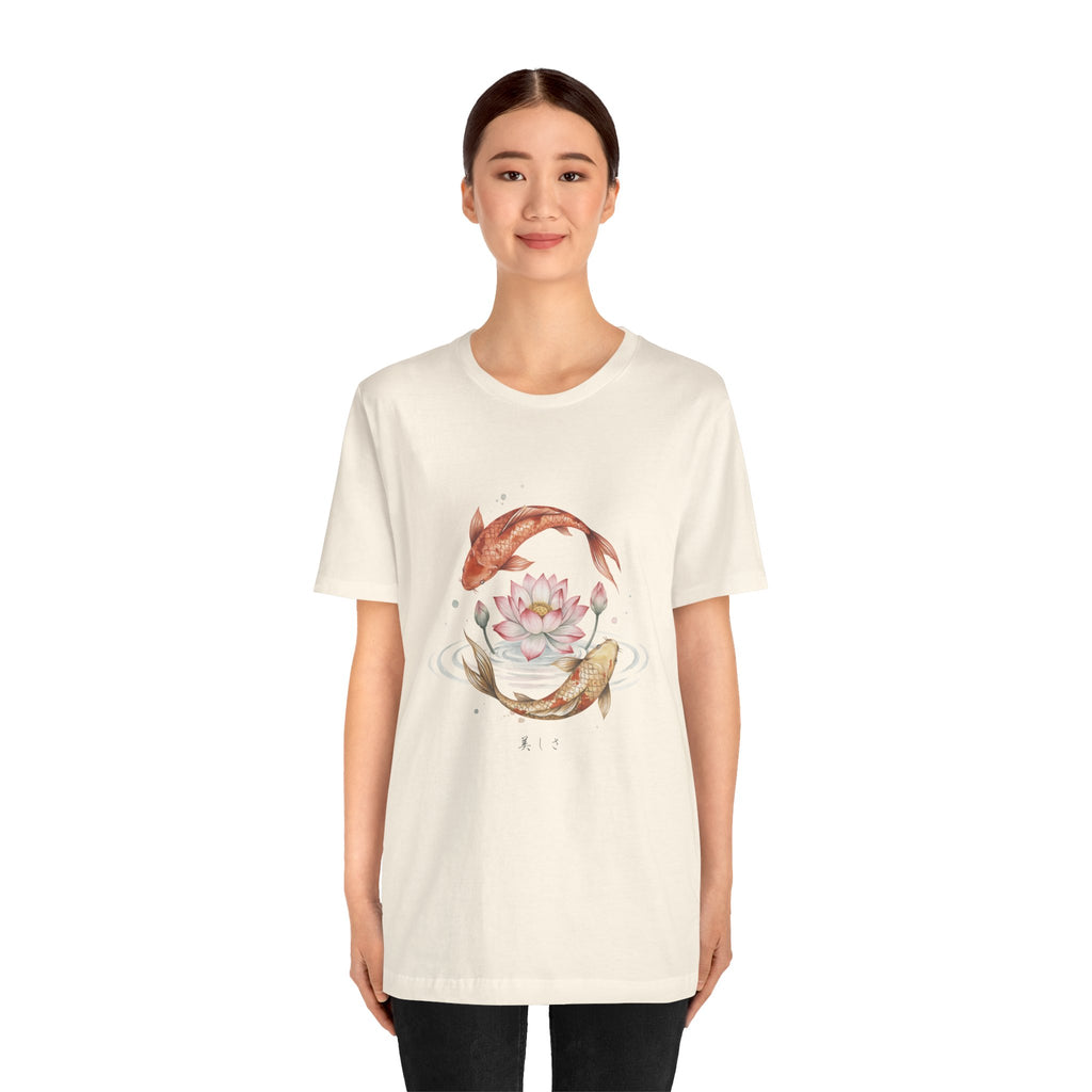 Koi and Lotus Beauty Tee | Koi Circle Floral Japanese Aesthetic