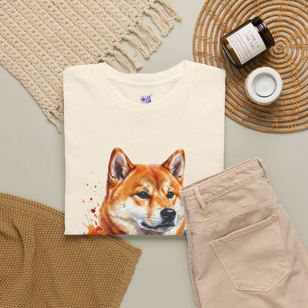 Shiba Inu Watercolor T-Shirt — Colorful Dog Portrait Tee