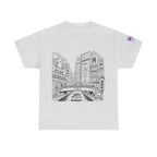 Japan Cityscape T-Shirt — Detailed Black & White Urban Illustration