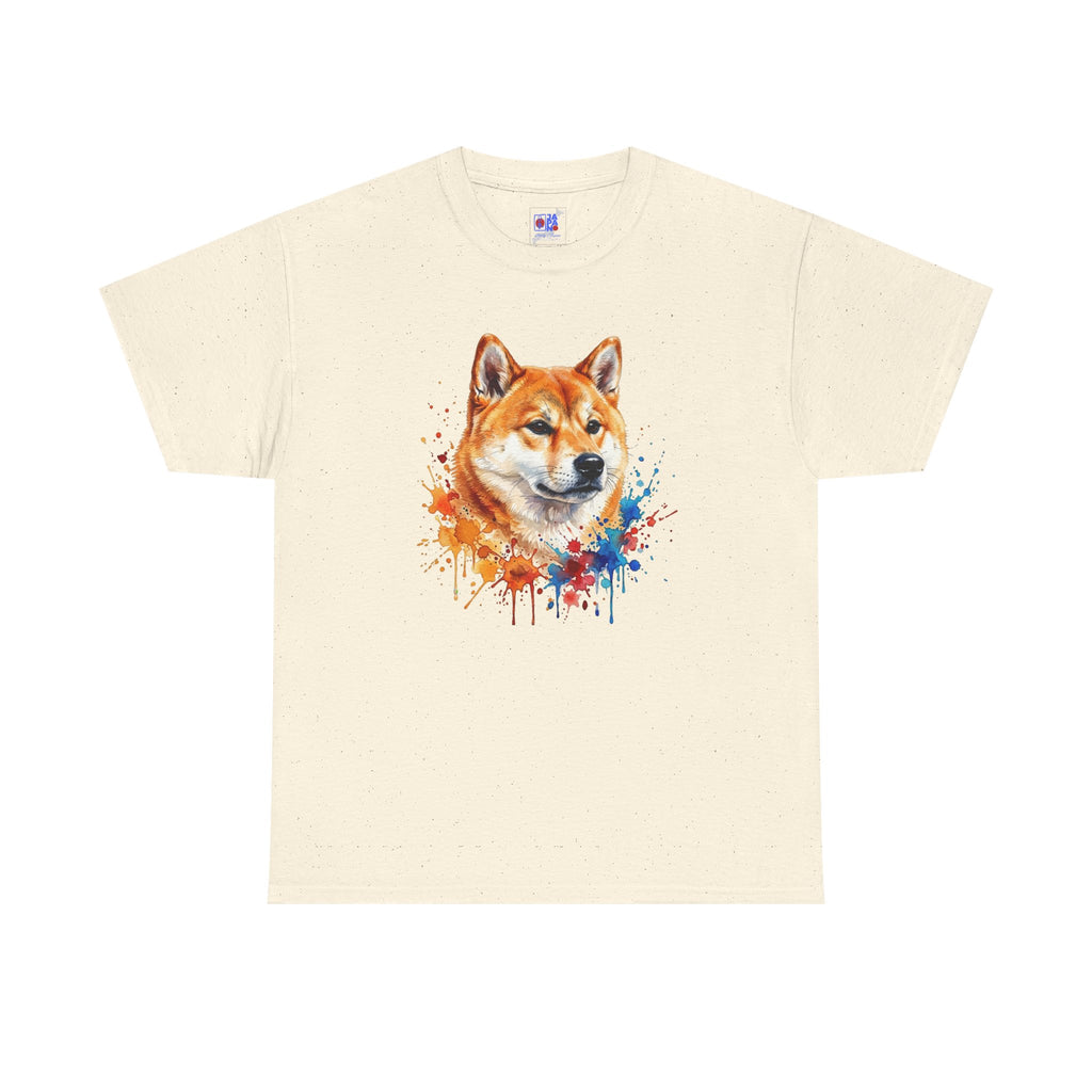 Shiba Inu Watercolor T-Shirt — Colorful Dog Portrait Tee