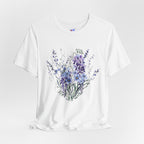 Japanese Wisteria and Forget-Me-Not T-Shirt | Fuji Wasurenagusa Dark Floral Tee | Japan Botanical Moonlit Garden Shirt