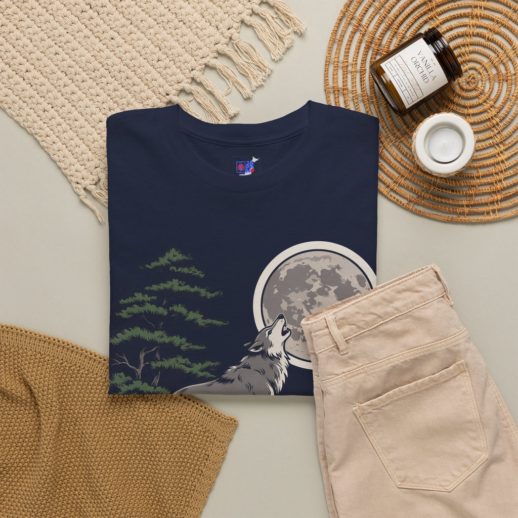 Japanese Wolf T-Shirt — 山犬 Yamainu Mountain Dog Men's Tee | Japan Mythology Gift
