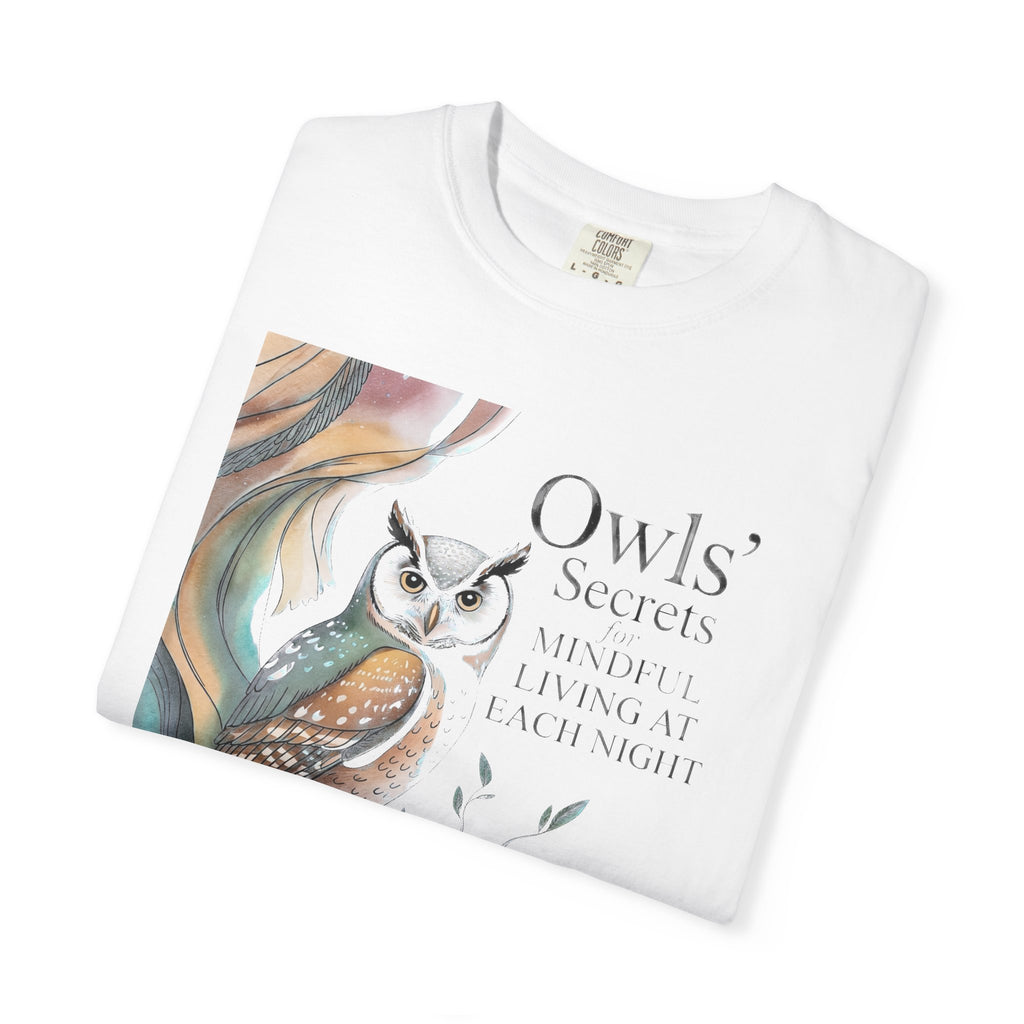 Owl’s Secrets T-Shirt — Watercolor Owl Nature Graphic Tee Comfort Color 1717