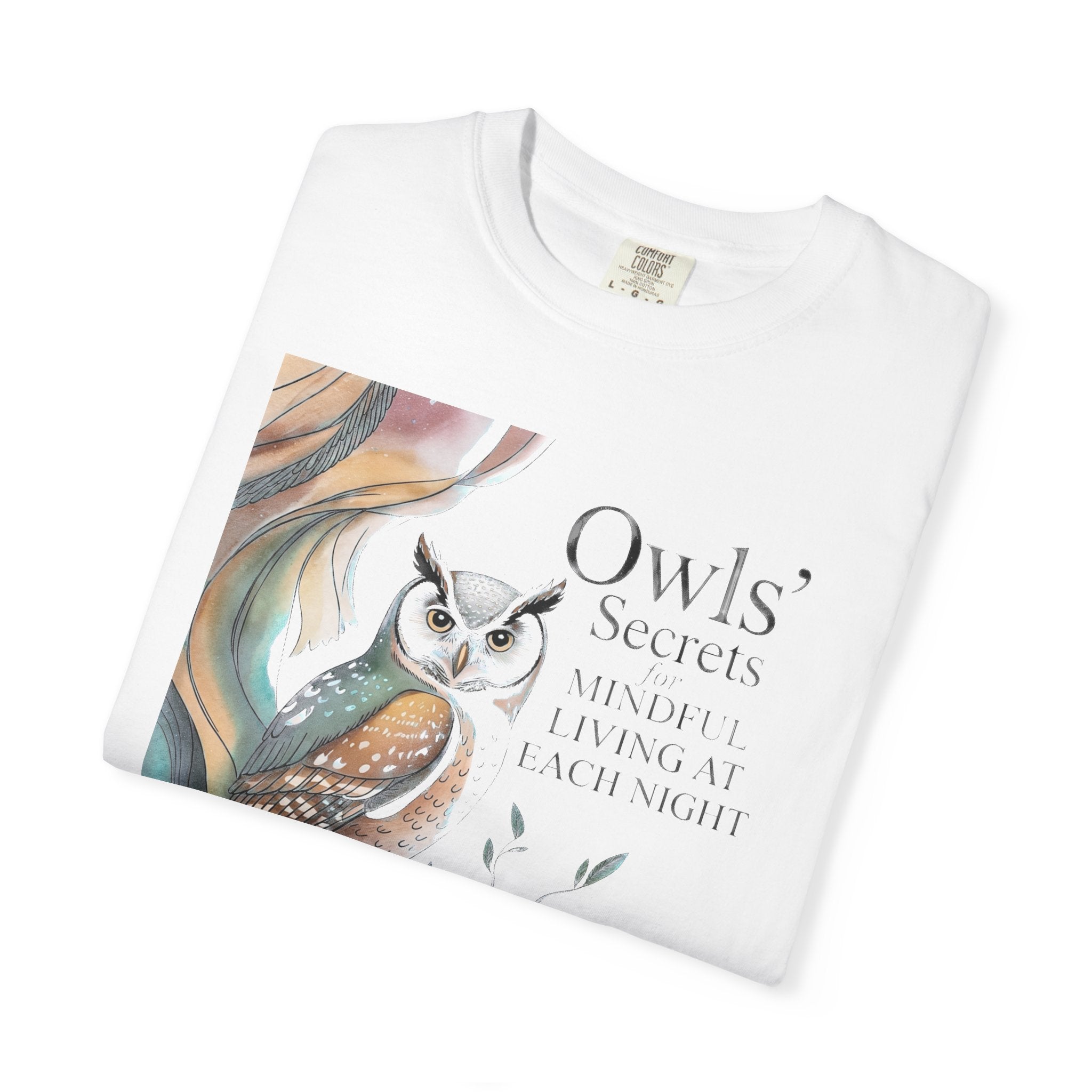 Owl’s Secrets T-Shirt — Watercolor Owl Nature Graphic Tee Comfort Color 1717
