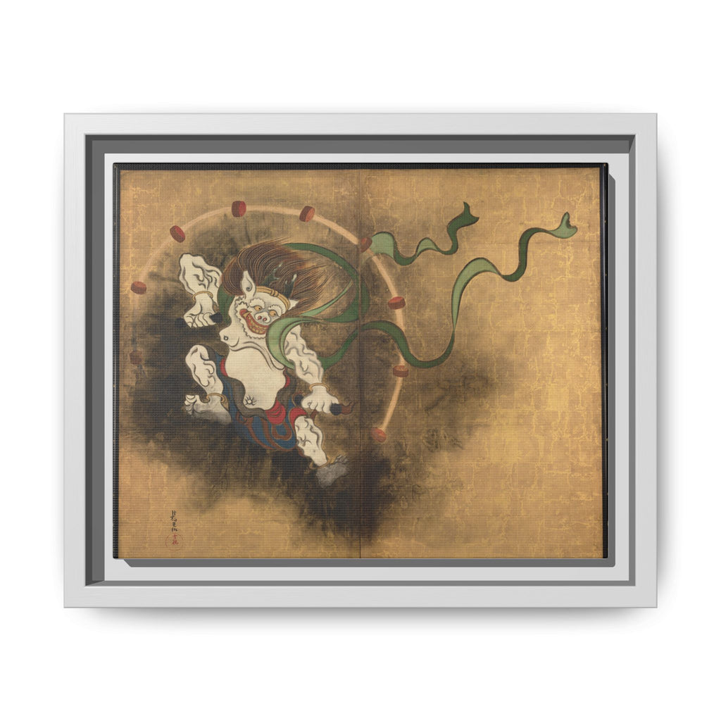 Raijin Thunder God Framed Canvas Print, Ogata Korin Edo Period Japanese Art, Rinpa Museum Reproduction, Japanese Mythology Wall Art